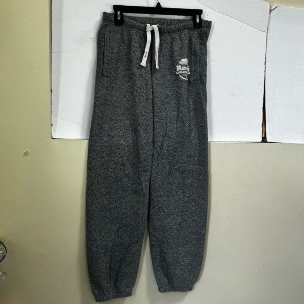 Roots Cotton Salt & Pepper Back Logo Pockets Cuff Sweatpant Track Pants Joggers - Picture 2 of 16